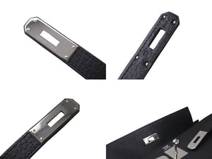 新品同様 HERMES エルメス ケリー32 外縫い ブラック □L刻印 トゴ シルバー金具 ハンドバッグ 2WAY 中古 4c076671