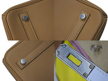 Load image into Gallery viewer, 新品同様 HERMES エルメス バーキンカラーマティック30 チャイ ライム ブルーブリュム カシス スイフトB刻印 シルバー金具 中古 4c076672