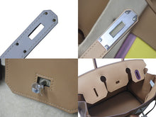 Load image into Gallery viewer, 新品同様 HERMES エルメス バーキンカラーマティック30 チャイ ライム ブルーブリュム カシス スイフトB刻印 シルバー金具 中古 4c076672