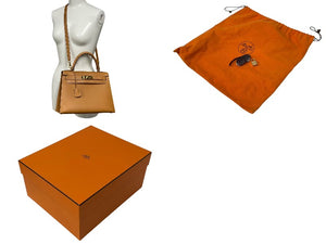 HERMES エルメス ケリー 28 外縫い ブラック □G刻印 ヴォーシャモニー V金具 ゴールド金具 ハンドバッグ 中古 4c076674