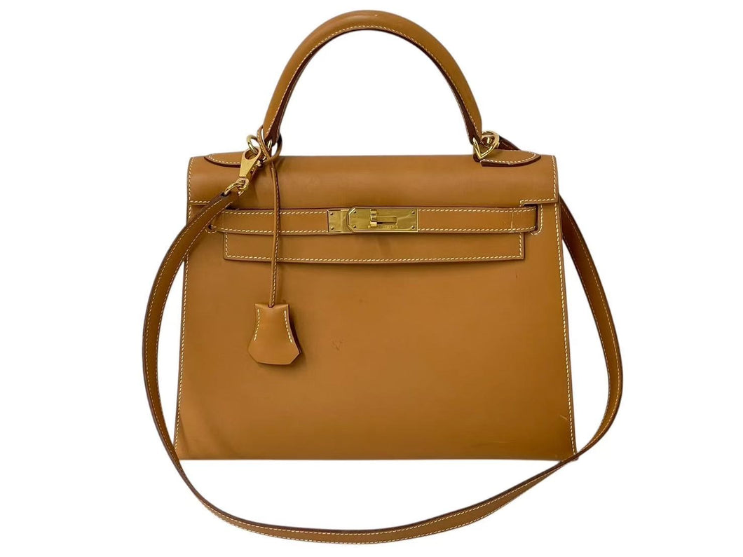 HERMES エルメス ケリー 28 外縫い ブラック □G刻印 ヴォーシャモニー V金具 ゴールド金具 ハンドバッグ 中古 4c076674
