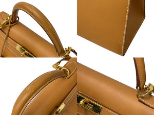 HERMES エルメス ケリー 28 外縫い ブラック □G刻印 ヴォーシャモニー V金具 ゴールド金具 ハンドバッグ 中古 4c076674