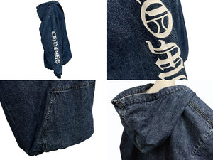 極美品 CHROME HEARTS クロムハーツ RUCKUS ハーフジップ デニムノアラック パーカー メンズ M 中古 4c076693