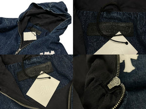 極美品 CHROME HEARTS クロムハーツ RUCKUS ハーフジップ デニムノアラック パーカー メンズ M 中古 4c076693