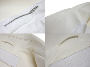 極美品 CHROME HEARTS クロムハーツ クリティン ライダースジャケット クロスボール ホースレザー シルバー925 ホワイト 中古 4c076708