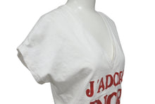 Load image into Gallery viewer, ChristianDior クリスチャンディオール J&#39;ADORE VネックTシャツ 3H16155400 コットン ホワイト レッド サイズ40 美品 中古 4c076711