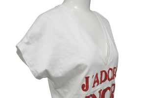 ChristianDior クリスチャンディオール J'ADORE VネックTシャツ 3H16155400 コットン ホワイト レッド サイズ40 美品 中古 4c076711