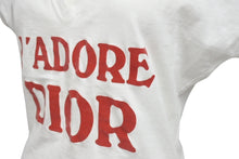 Load image into Gallery viewer, ChristianDior クリスチャンディオール J&#39;ADORE VネックTシャツ 3H16155400 コットン ホワイト レッド サイズ40 美品 中古 4c076711