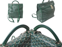 Load image into Gallery viewer, 新品同様 GOYARD ゴヤール サンレジェ バックパック ゴヤールディンキャンバス グリーンシルバー金具 STLEGEMMLTY33CG33P SUT120190 中古 4c076715