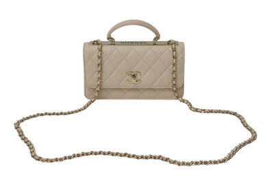 CHANEL シャネル チェーンクラッチ ショルダーバッグ AP4184 ランダム番台 ココマーク キルティング ベージュ 美品 中古 4c076729