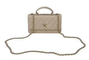 CHANEL シャネル チェーンクラッチ ショルダーバッグ AP4184 ランダム番台 ココマーク キルティング ベージュ 美品 中古 4c076729