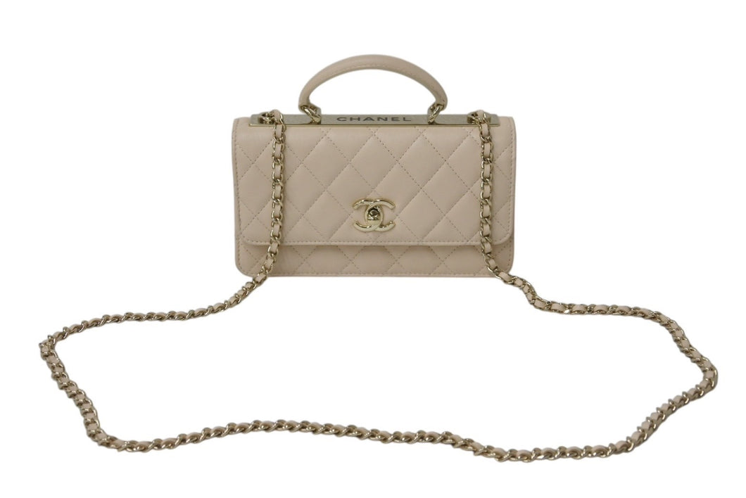 CHANEL シャネル チェーンクラッチ ショルダーバッグ AP4184 ランダム番台 ココマーク キルティング ベージュ 美品 中古 4c076729