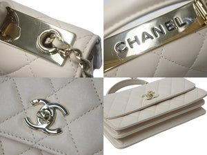 CHANEL シャネル チェーンクラッチ ショルダーバッグ AP4184 ランダム番台 ココマーク キルティング ベージュ 美品 中古 4c076729