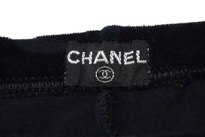 CHANEL シャネル ココマーク レギンス スウェットパンツ ボトムス ベロア ヴィンテージ ブラック レディース 総柄 美品 中古 4c076730