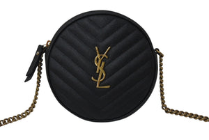 SAINT LAURENT サンローラン ヴィニル チェーンショルダーバッグ レザー ブラック 610436 美品 中古 4c076731