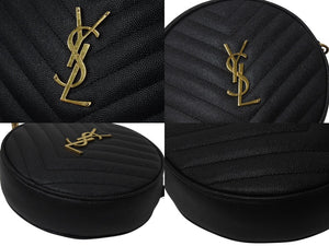 SAINT LAURENT サンローラン ヴィニル チェーンショルダーバッグ レザー ブラック 610436 美品 中古 4c076731