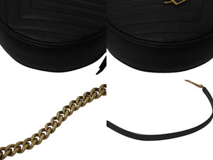 SAINT LAURENT サンローラン ヴィニル チェーンショルダーバッグ レザー ブラック 610436 美品 中古 4c076731