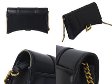Load image into Gallery viewer, BALENCIAGA バレンシアガ HOURGLASS アワーグラス チェーン ミニ ウォレット シャイニーボックスカーフスキン ブラック 良品 中古 4c076732