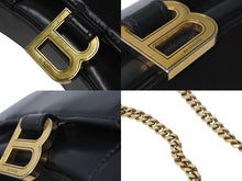 Load image into Gallery viewer, BALENCIAGA バレンシアガ HOURGLASS アワーグラス チェーン ミニ ウォレット シャイニーボックスカーフスキン ブラック 良品 中古 4c076732
