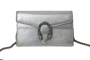 GUCCI グッチ チェーンショルダーバッグ デュオニソス 476432 レザー シルバー 美品 中古 4c076733