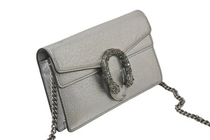 GUCCI グッチ チェーンショルダーバッグ デュオニソス 476432 レザー シルバー 美品 中古 4c076733