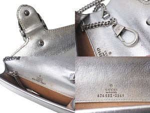 GUCCI グッチ チェーンショルダーバッグ デュオニソス 476432 レザー シルバー 美品 中古 4c076733