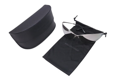 BALENCIAGA バレンシアガ SS24 RAZOR CAT キャットアイ サングラス ミラーレンズ シルバー BB0315S 001 XL 美品 中古 4c076737