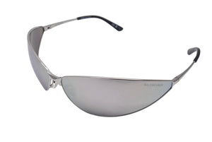 BALENCIAGA バレンシアガ SS24 RAZOR CAT キャットアイ サングラス ミラーレンズ シルバー BB0315S 001 XL 美品 中古 4c076737