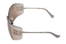 画像をギャラリービューアに読み込む, 極美品 MIUMIU ミュウミュウ ランウェイ サングラス SMU54Y サイズ80◻︎14 110 ピンク ゴールド ロゴ金具 中古 4c076738