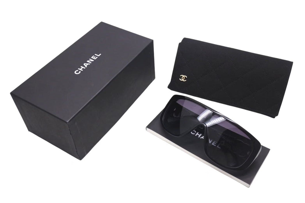CHANEL シャネル Shield Sunglasses アセテート シールド サングラス 5495A ココマーク ブラック 良品 中古 4c076740