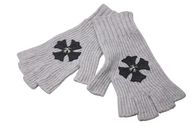 CHROME HEARTS クロムハーツ CHプラス クロスパッチ グローブ カシミヤ ラムスキン フィンガーレス ワンサイズ 美品 中古 4c076742 