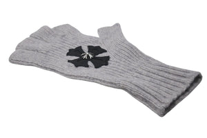 CHROME HEARTS クロムハーツ CHプラス クロスパッチ グローブ 手袋 カシミヤ ラムスキン フィンガーレス ワンサイズ 美品 中古 4c076742
