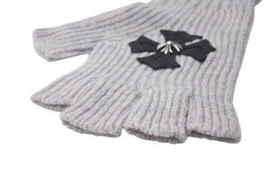 CHROME HEARTS クロムハーツ CHプラス クロスパッチ グローブ 手袋 カシミヤ ラムスキン フィンガーレス ワンサイズ 美品 中古 4c076742
