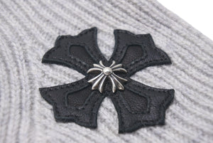 CHROME HEARTS クロムハーツ CHプラス クロスパッチ グローブ 手袋 カシミヤ ラムスキン フィンガーレス ワンサイズ 美品 中古 4c076742