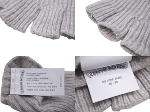 CHROME HEARTS クロムハーツ CHプラス クロスパッチ グローブ 手袋 カシミヤ ラムスキン フィンガーレス ワンサイズ 美品 中古 4c076742