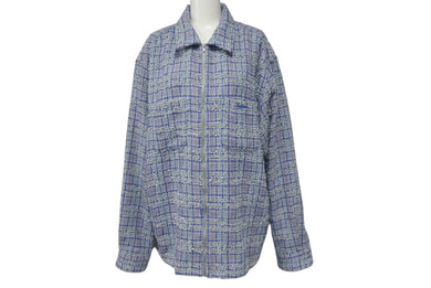 未使用 Supreme Boucle Zip Up Shirt ブルー シュプリーム ツイードジャケット サイズL シルバー金具 中古 4c067909 