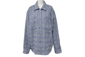 未使用 Supreme Boucle Zip Up Shirt ブルー シュプリーム ツイードジャケット サイズL シルバー金具 中古 4c067909 