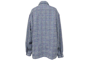 未使用 Supreme Boucle Zip Up Shirt ブルー シュプリーム ツイードジャケット サイズL シルバー金具 中古 4c067909 