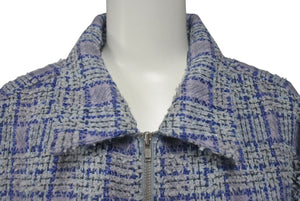 未使用 Supreme Boucle Zip Up Shirt ブルー シュプリーム ツイードジャケット サイズL シルバー金具 中古 4c067909 