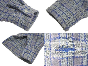 未使用 Supreme Boucle Zip Up Shirt ブルー シュプリーム ツイードジャケット サイズL シルバー金具 中古 4c067909 