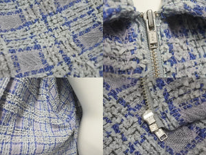 未使用 Supreme Boucle Zip Up Shirt ブルー シュプリーム ツイードジャケット サイズL シルバー金具 中古 4c067909 