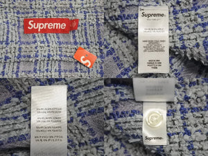 未使用 Supreme Boucle Zip Up Shirt ブルー シュプリーム ツイードジャケット サイズL シルバー金具 中古 4c067909 