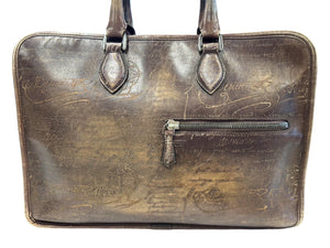 Berluti ベルルッティ アンジュール カリグラフィ ビジネスバッグ ブラウン スクリット レザー 美品 中古 4c067689