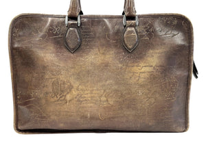 Berluti ベルルッティ アンジュール カリグラフィ ビジネスバッグ ブラウン スクリット レザー 美品 中古 4c067689