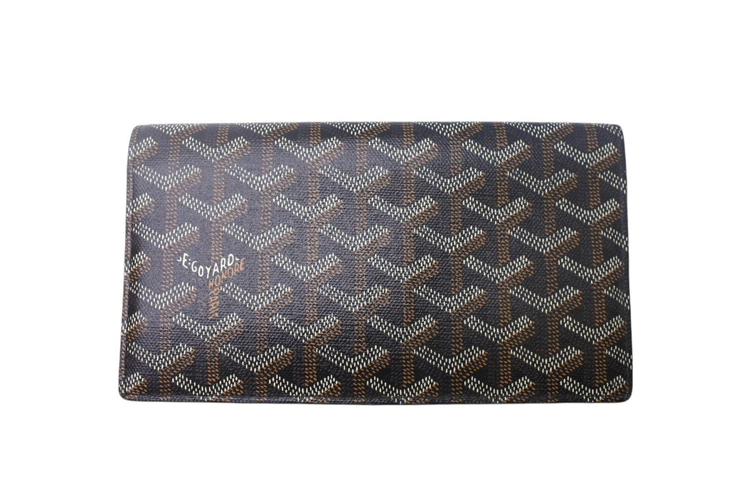 GOYARD ゴヤール リシュリュー 二つ折り長財布 ロングウォレット ブラック ヘリボーン柄 レザー APM20501 美品 中古 4c067997