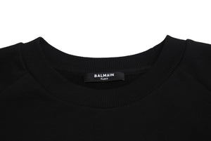 極美品 BALMAIN バルマン スウェットシャツ トレーナー ブランドロゴ JS004BB26 コットン ブラック マルチカラー 中古 4c069783