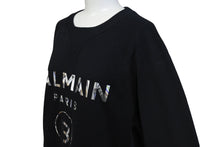 Load image into Gallery viewer, BALMAIN バルマン スウェットシャツ 32791340 コットン プリント ブラック シルバー サイズS 美品 中古 4c069787