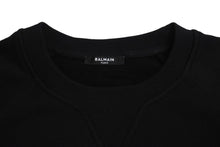 Load image into Gallery viewer, BALMAIN バルマン スウェットシャツ 32791340 コットン プリント ブラック シルバー サイズS 美品 中古 4c069787