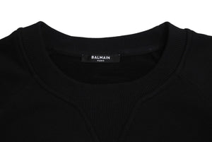 BALMAIN バルマン スウェットシャツ 32791340 コットン プリント ブラック シルバー サイズS 美品 中古 4c069787