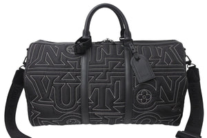 LOUIS VUITTON ルイヴィトン キーポルバンドリエール50 ボストンバッグ M21428 LVスノーカプセルコレクション ナイロン レザー 美品 中古 4c069825
